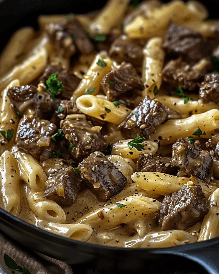 Creamy Garlic Beef With Pasta