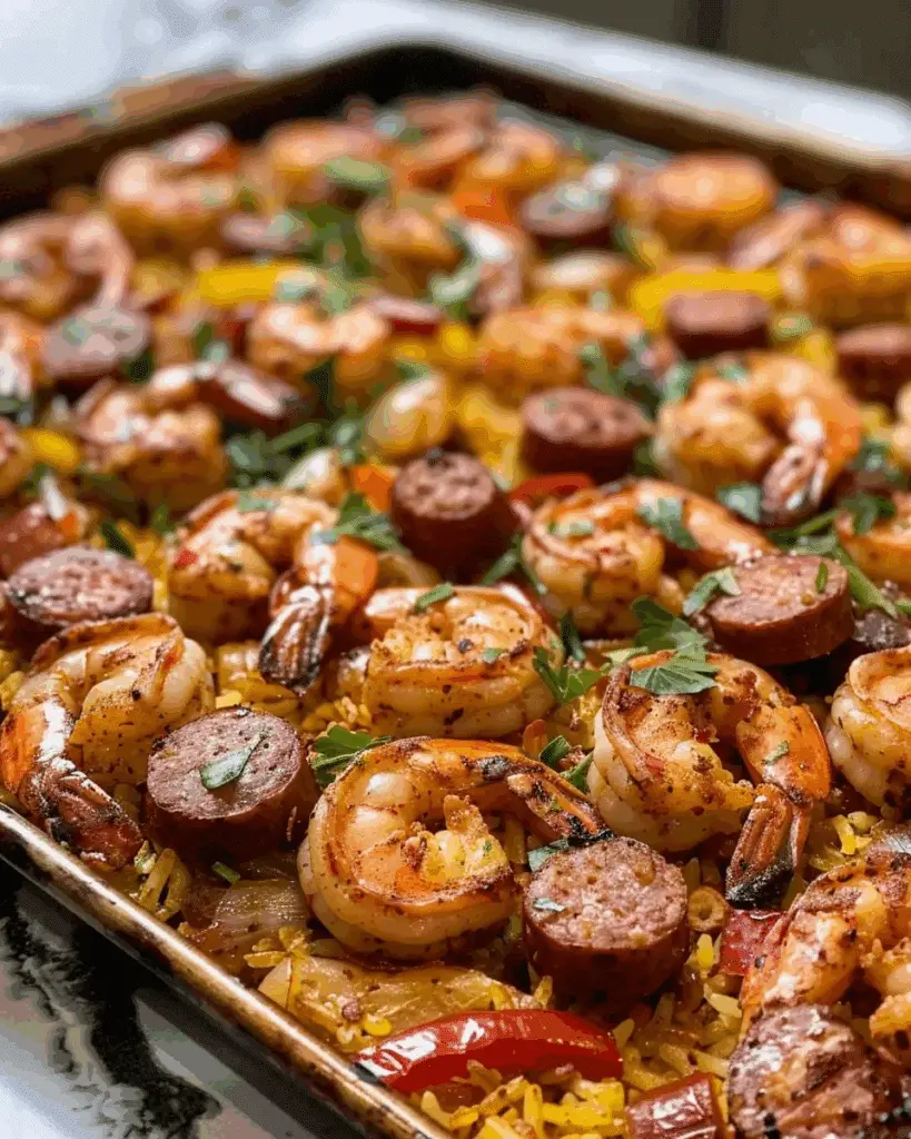 Cajun Butter Shrimp & Sausage Sheet Pan