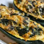 Spinach, Mushroom, and Ricotta Stuffed Zucchini