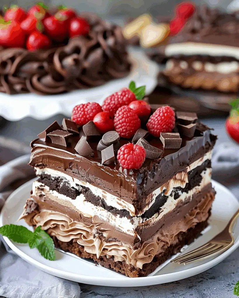 No Bake Chocolate Eclair Cake