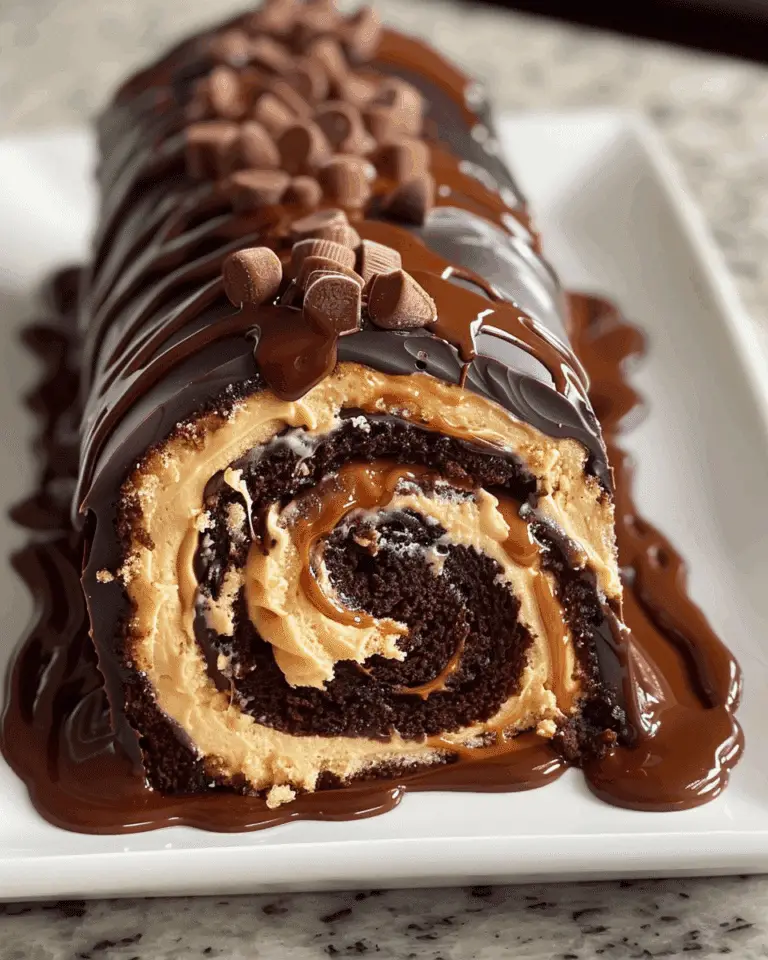 Peanut Butter Cup Chocolate Roll Cake