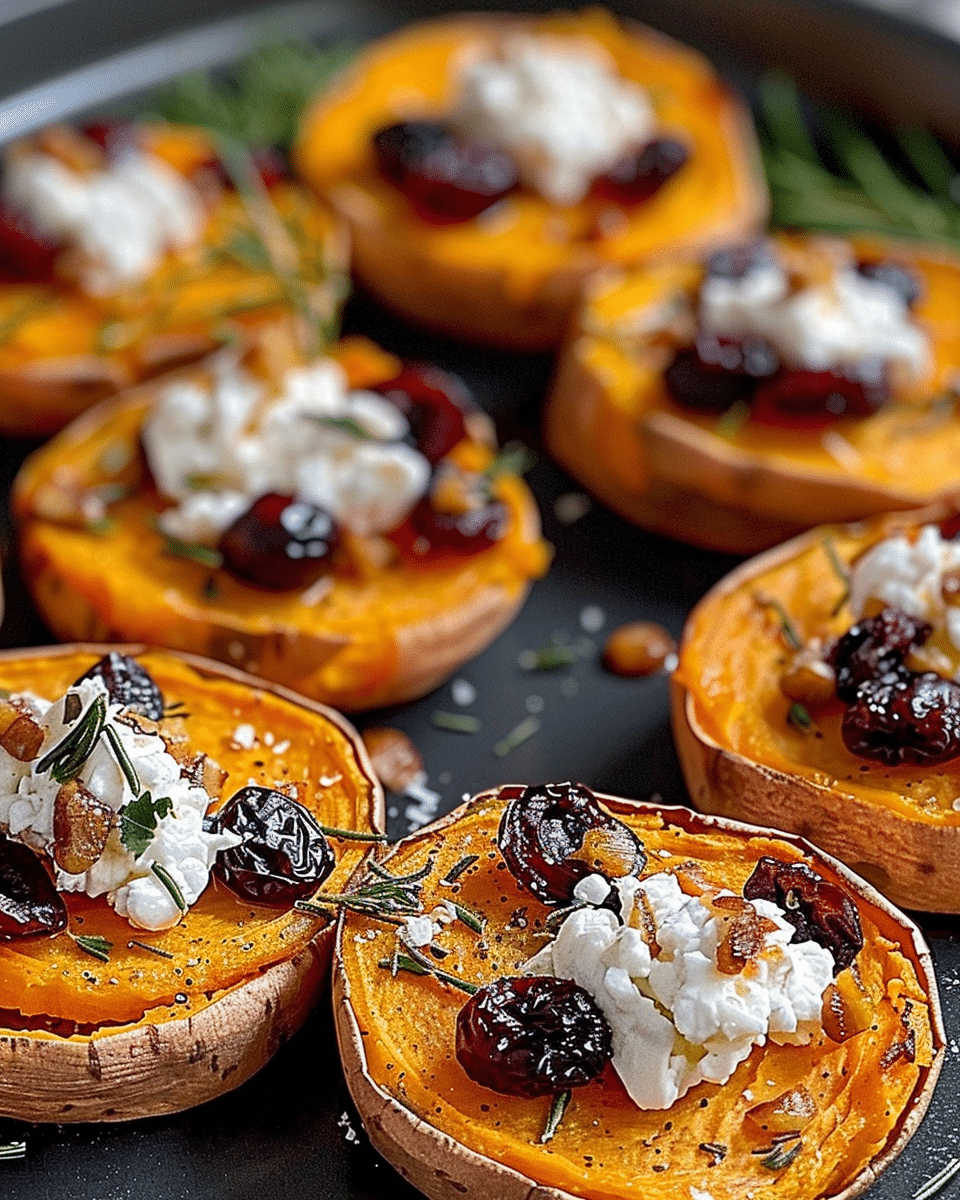 Sweet Potato Rounds with Goat Cheese & Cranberries