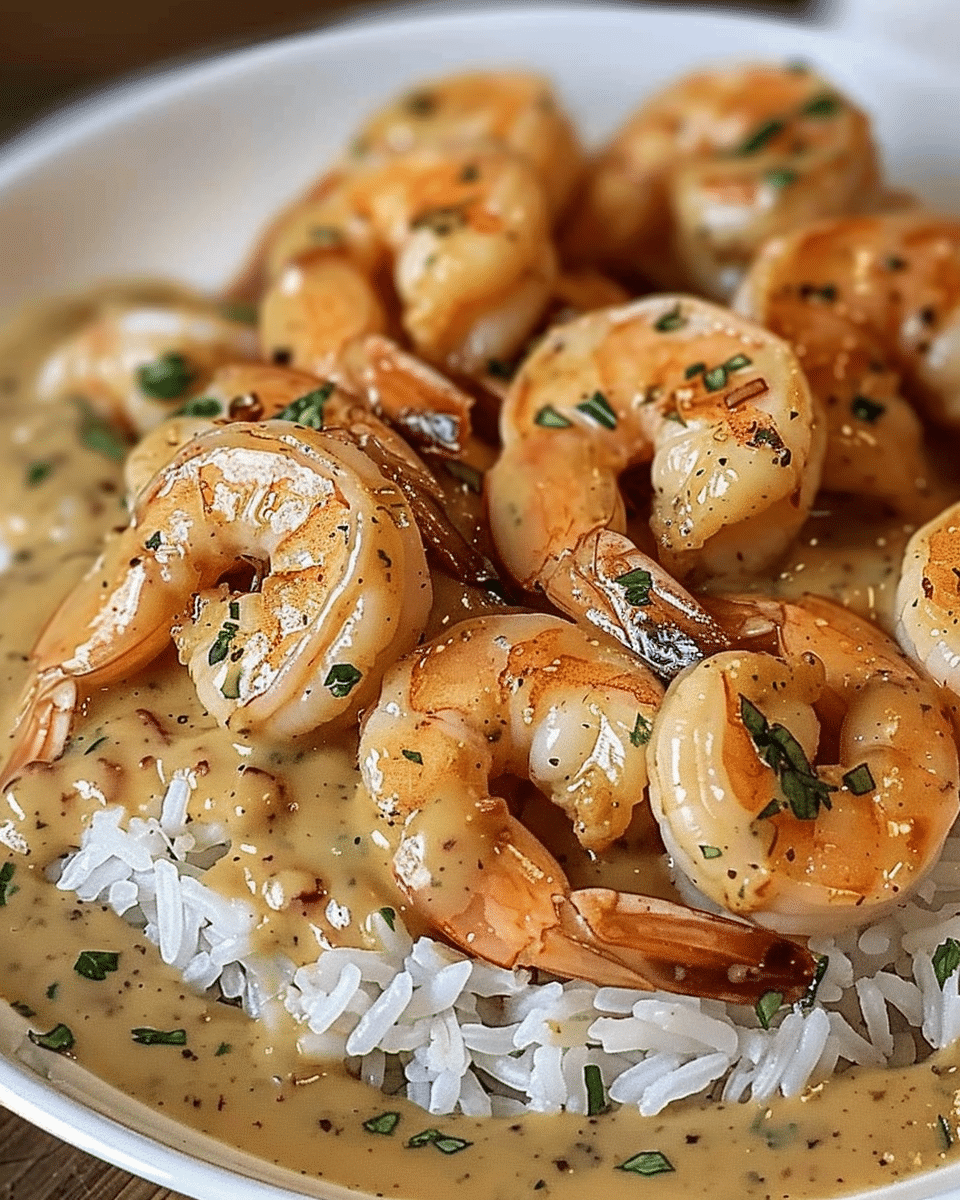 Yummy Creamy Cajun Shrimp over Fluffy Rice