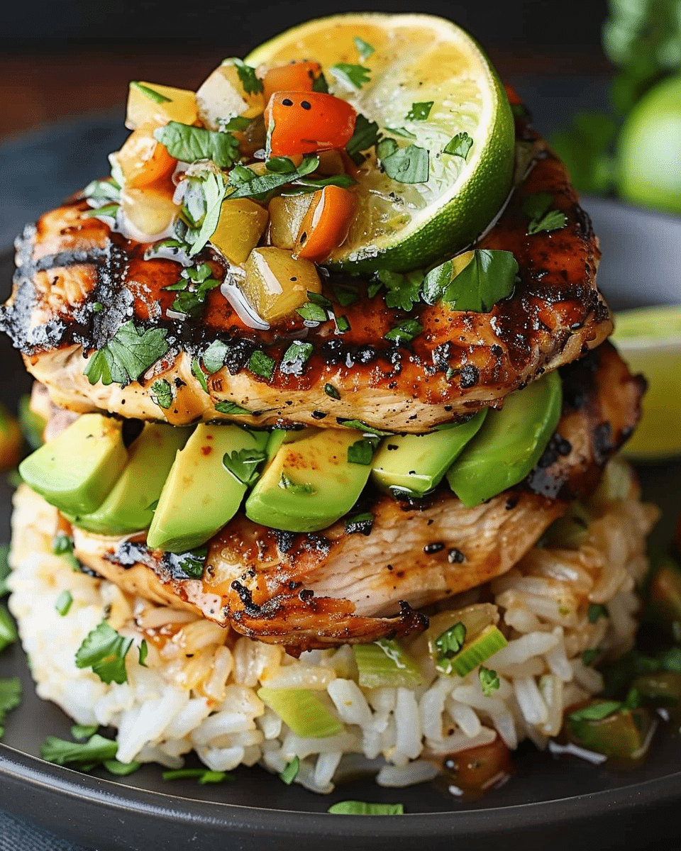 Honey Lime Chicken & Avocado Rice Stack