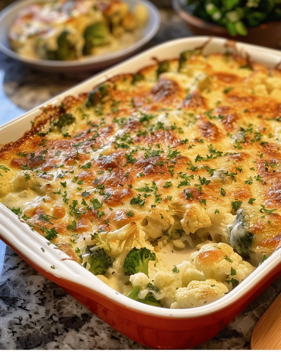 Easy Cauliflower and Broccoli Bake