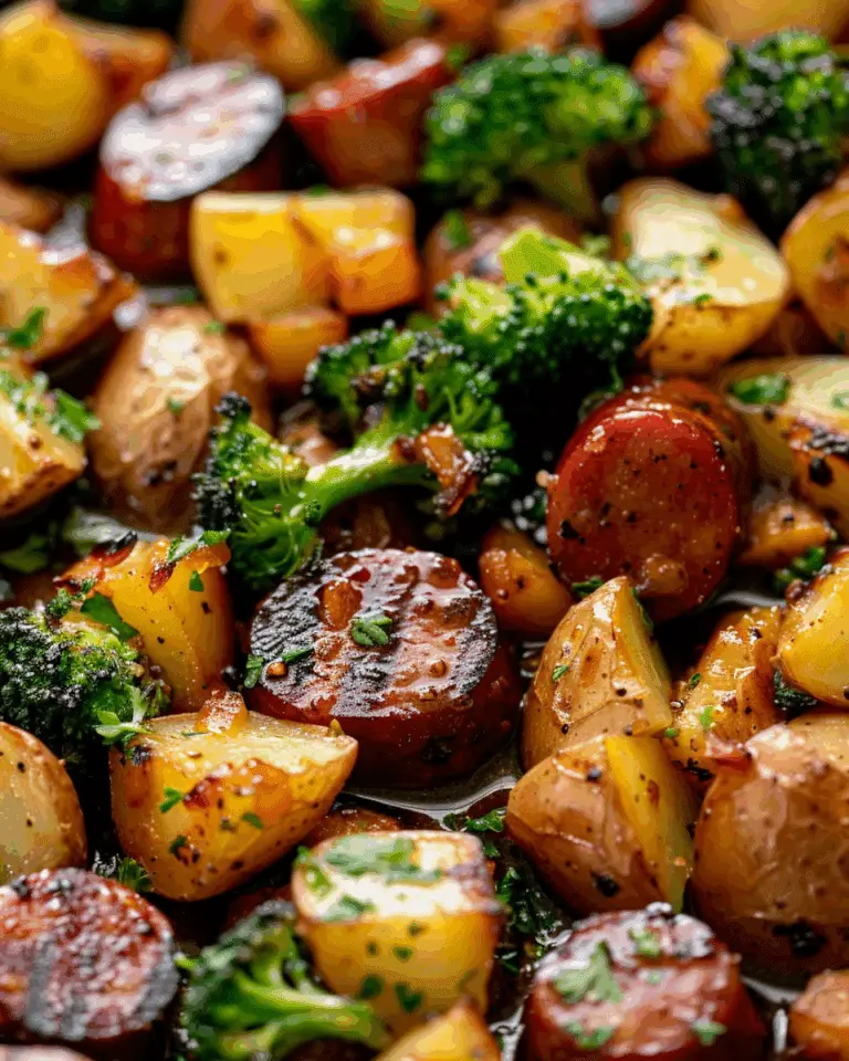 Sheet Pan Honey Garlic Kielbasa, Potatoes, and Broccoli