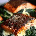 Blackened Salmon Stuffed with Spinach & Parmesan