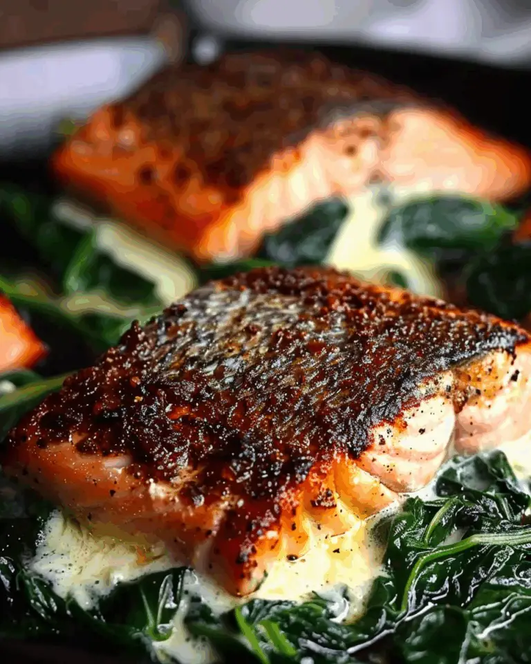 Blackened Salmon Stuffed with Spinach & Parmesan
