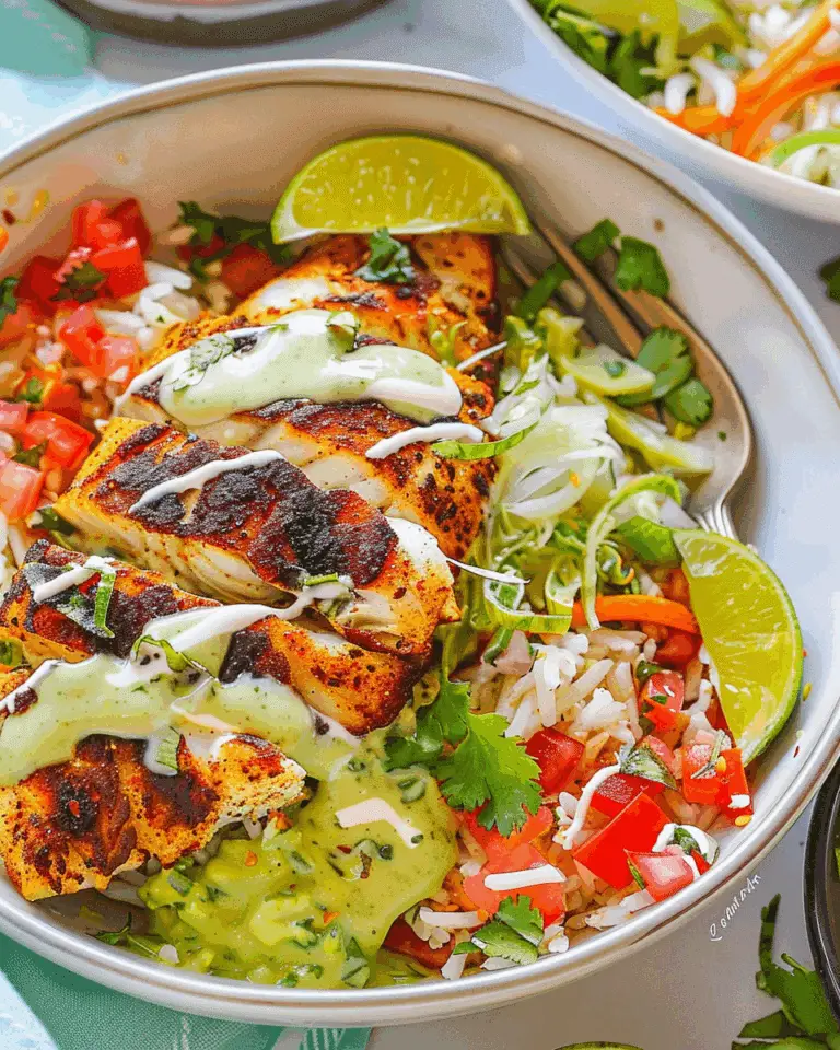Blackened Fish Taco Bowls With Cilantro Lime Sauce