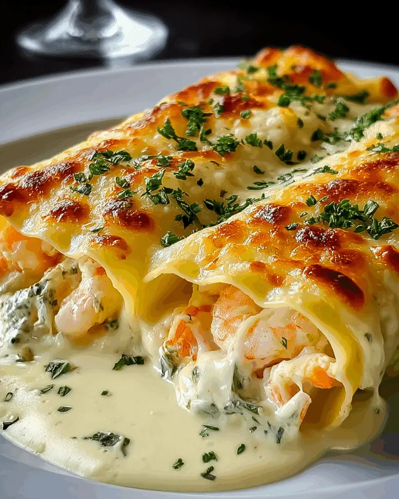 Shrimp & Crab Alfredo Lasagna Roll-Ups