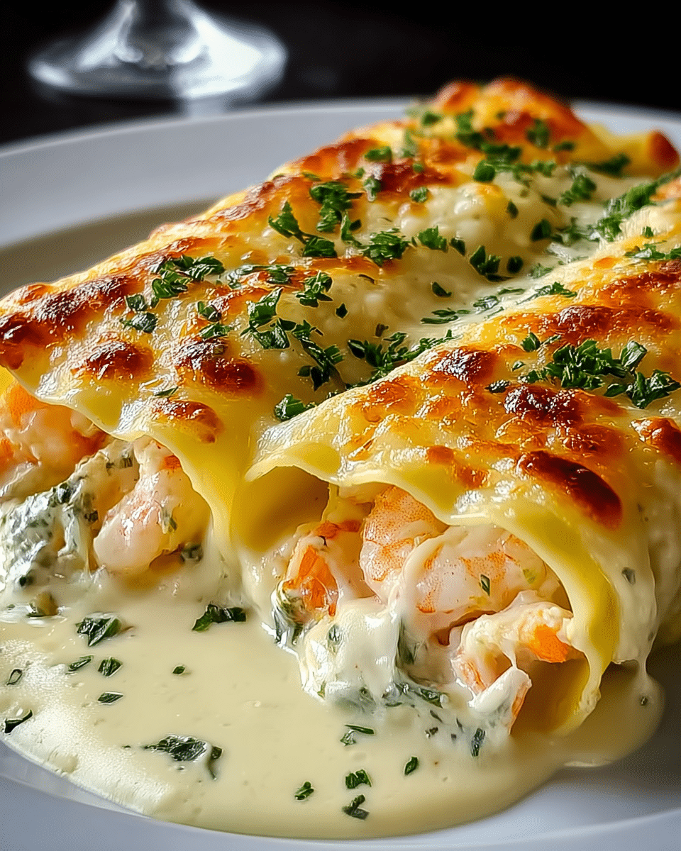 Shrimp & Crab Alfredo Lasagna Roll-Ups