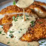 Parmesan Crusted Chicken with Creamy Garlic Sauce