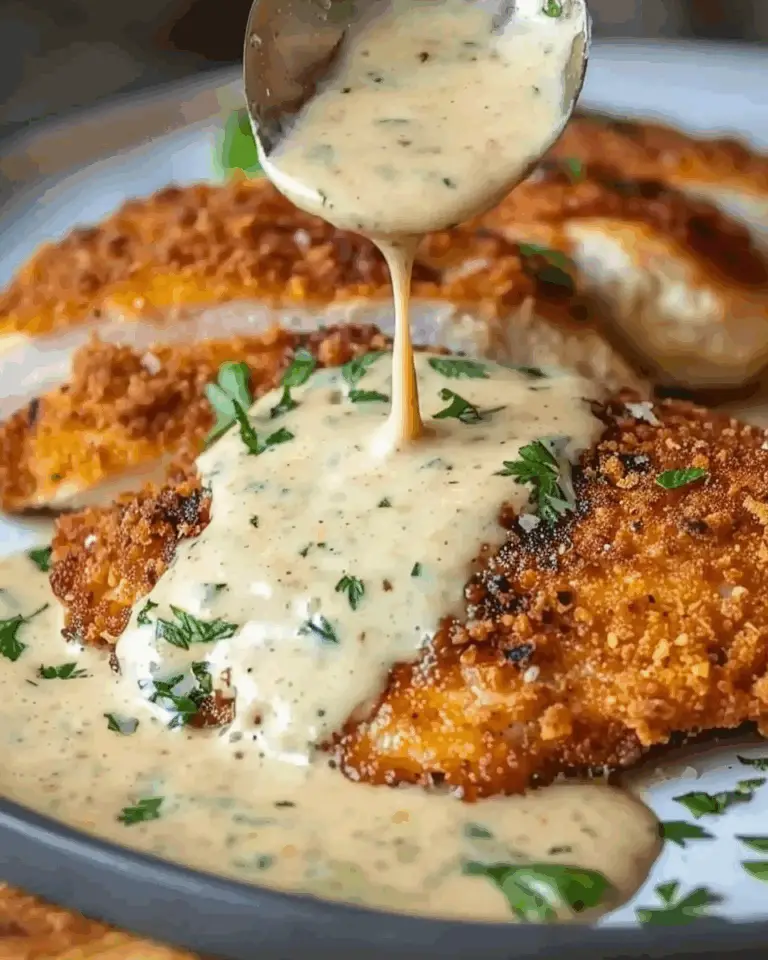 Parmesan Crusted Chicken with Creamy Garlic Sauce