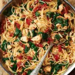 Tomato Spinach Chicken Spaghetti