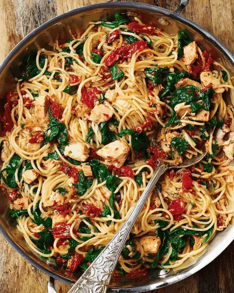 Tomato Spinach Chicken Spaghetti