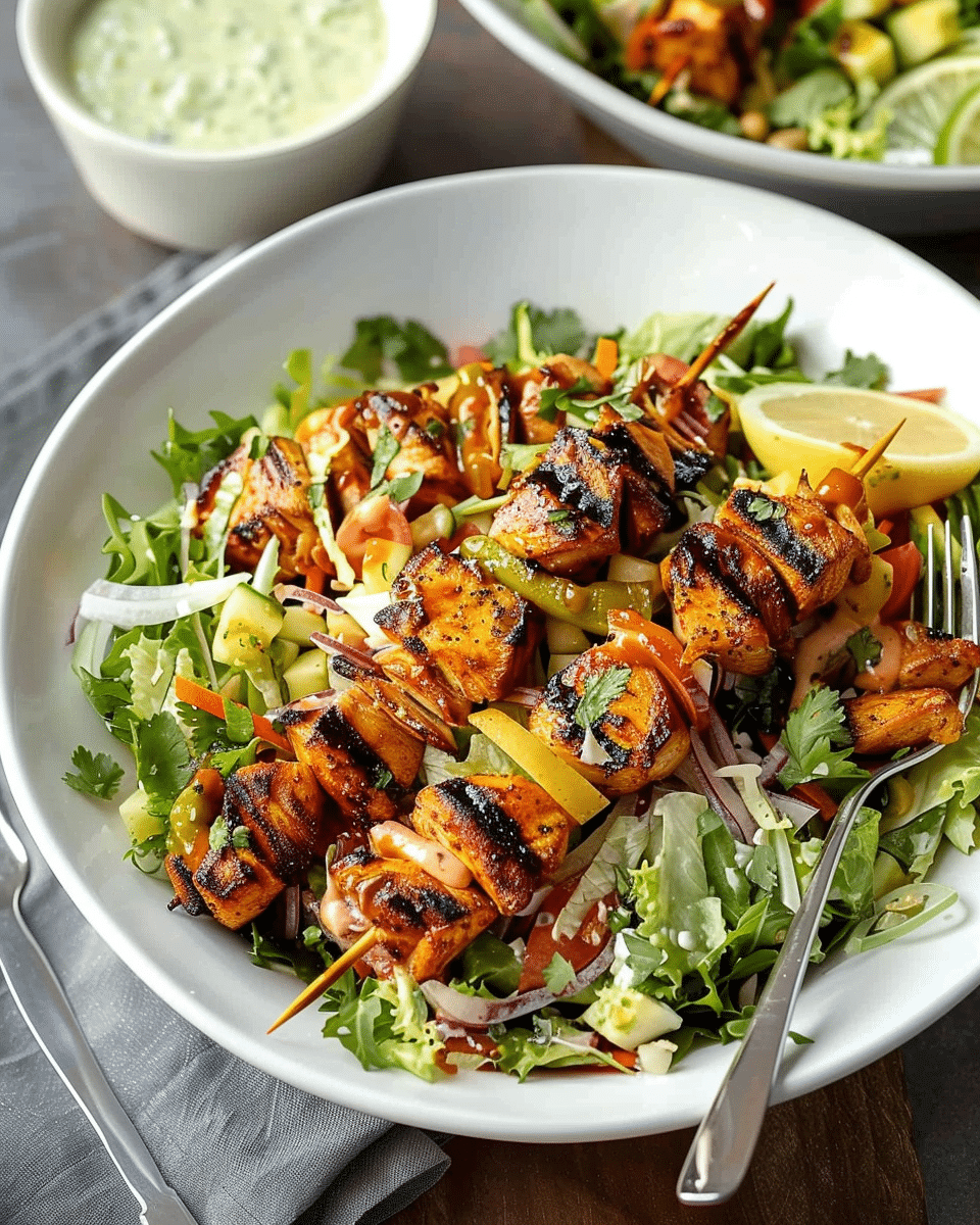 BBQ Chicken Skewer Salad