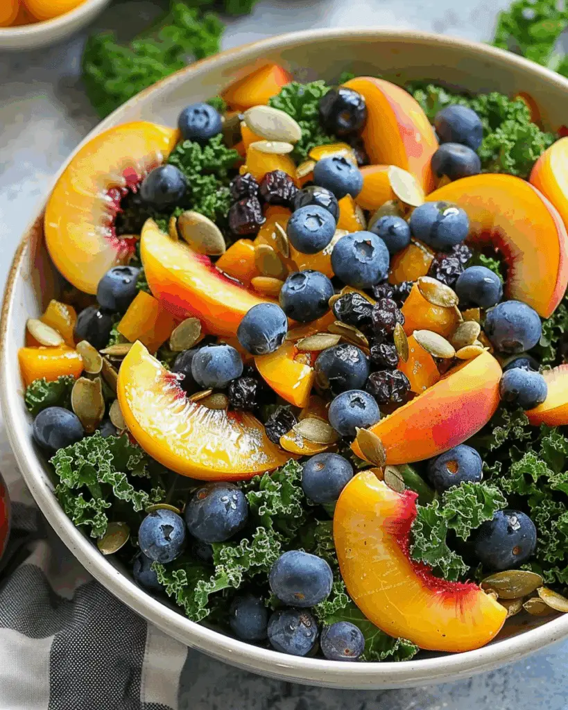 Summer Peach and Blueberry Kale Salad