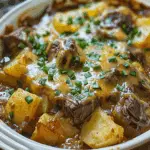 Crockpot Loaded Steak and Potato Bake
