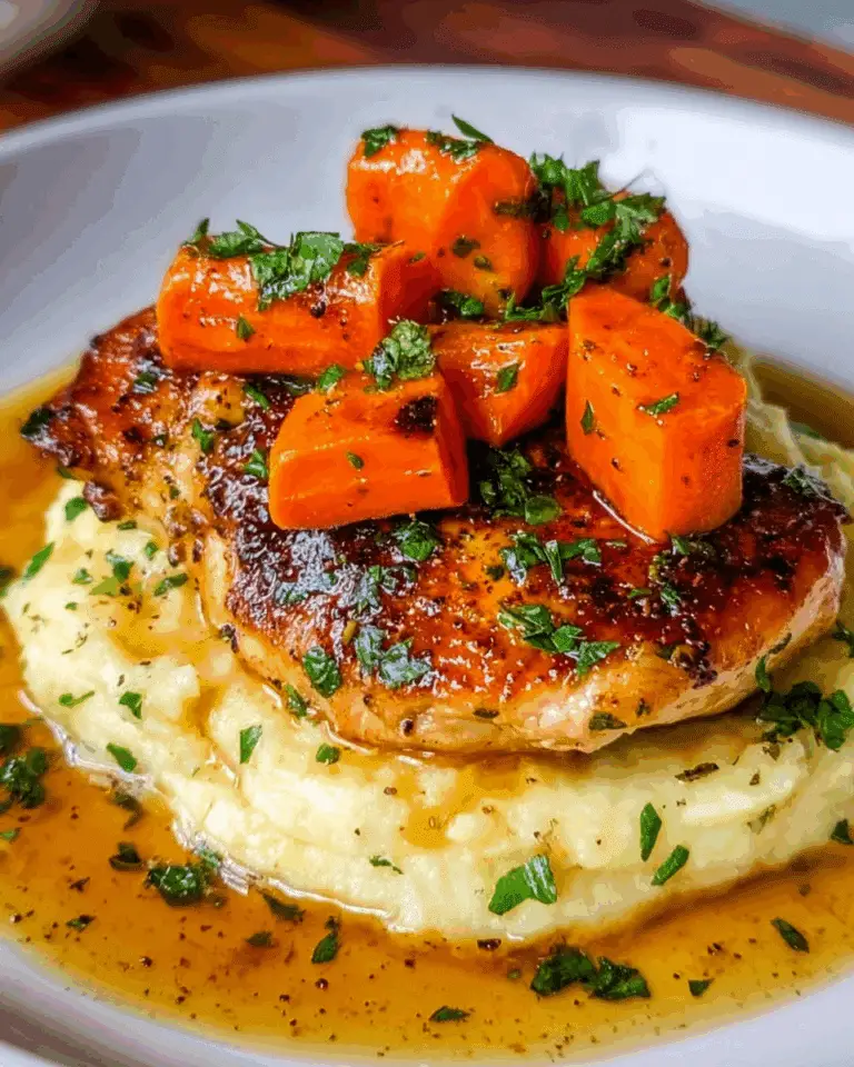 GARLIC HERB CHICKEN WITH MASHED POTATOES AND GLAZED CARROTS Recipe