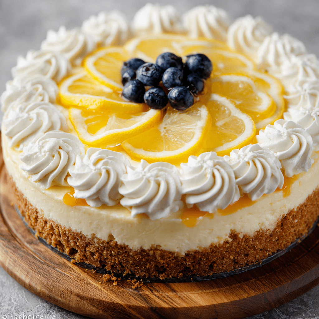 Rich & Moist Lemon Cheesecake Cake Recipe - Recipe Image
