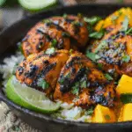 Spicy Mango Mezcal Chicken with Charred Lime Crema