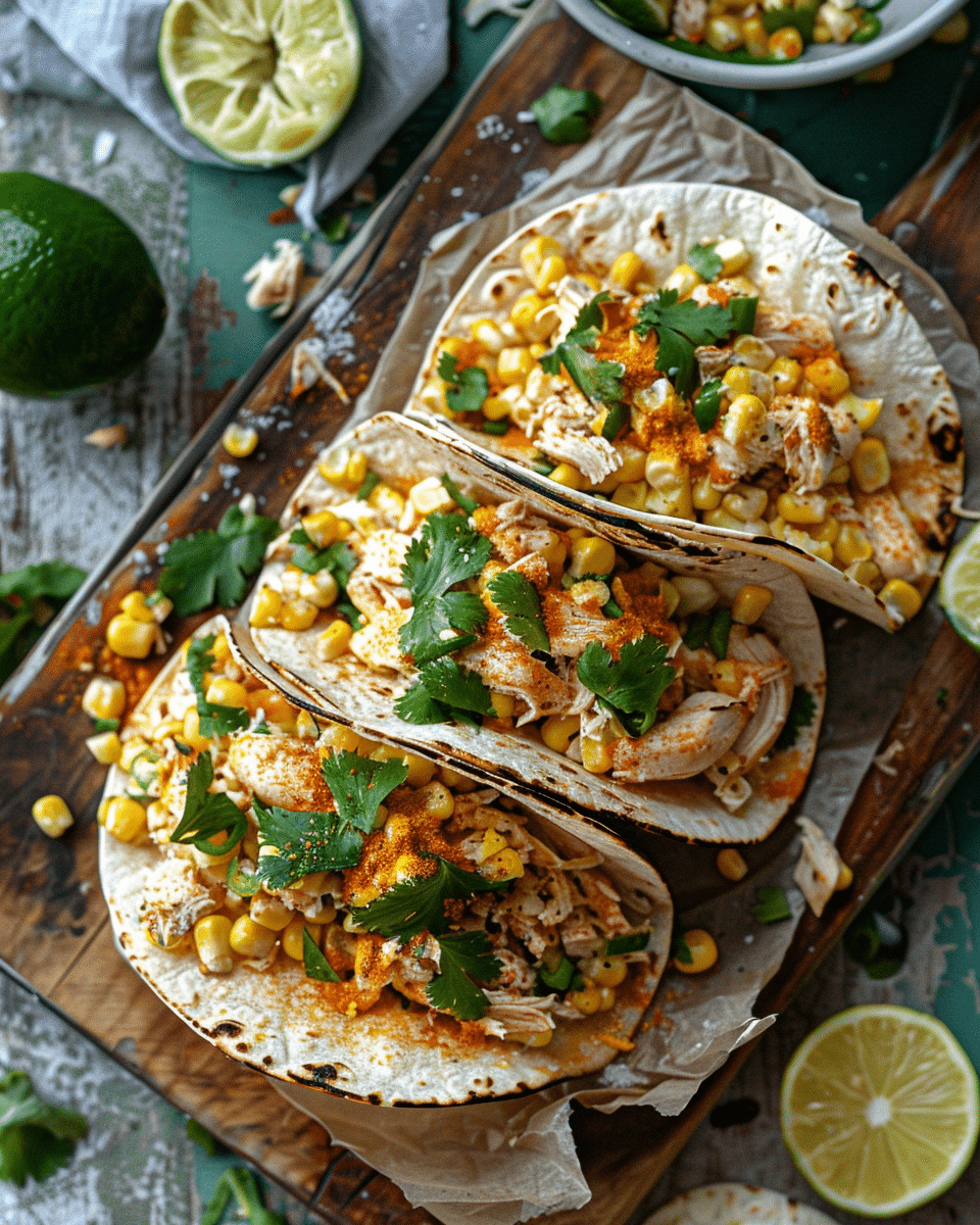 Mexican Street Corn Chicken Tacos (Comfort Dinner Recipe)