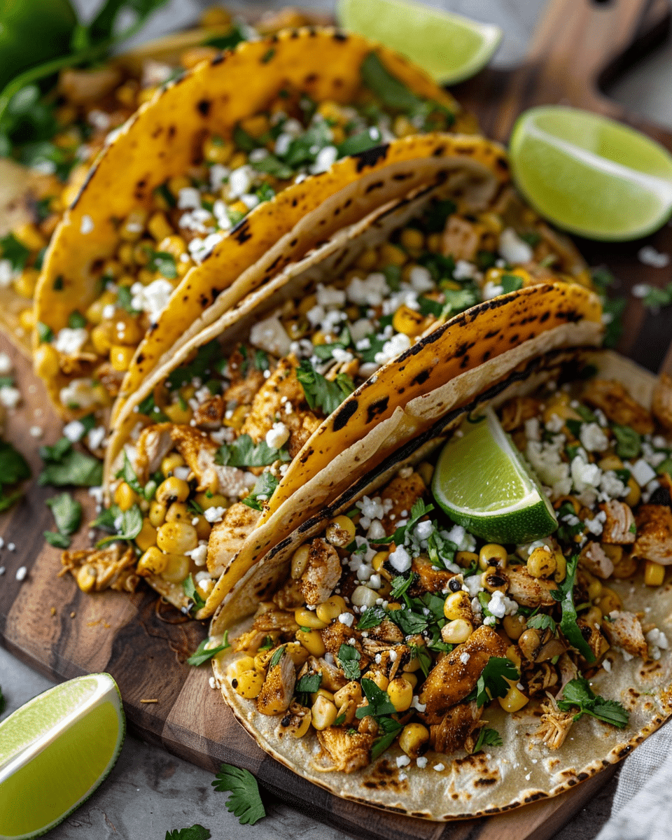 Mexican Street Corn Chicken Tacos (Comfort Dinner Recipe)