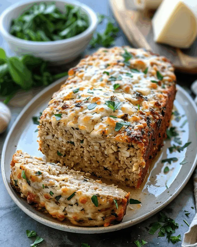 Melt-in-Your-Mouth Garlic Parmesan Chicken Meatloaf