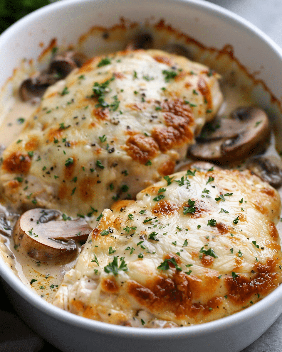 Creamy Garlic Mushroom Stuffed Chicken