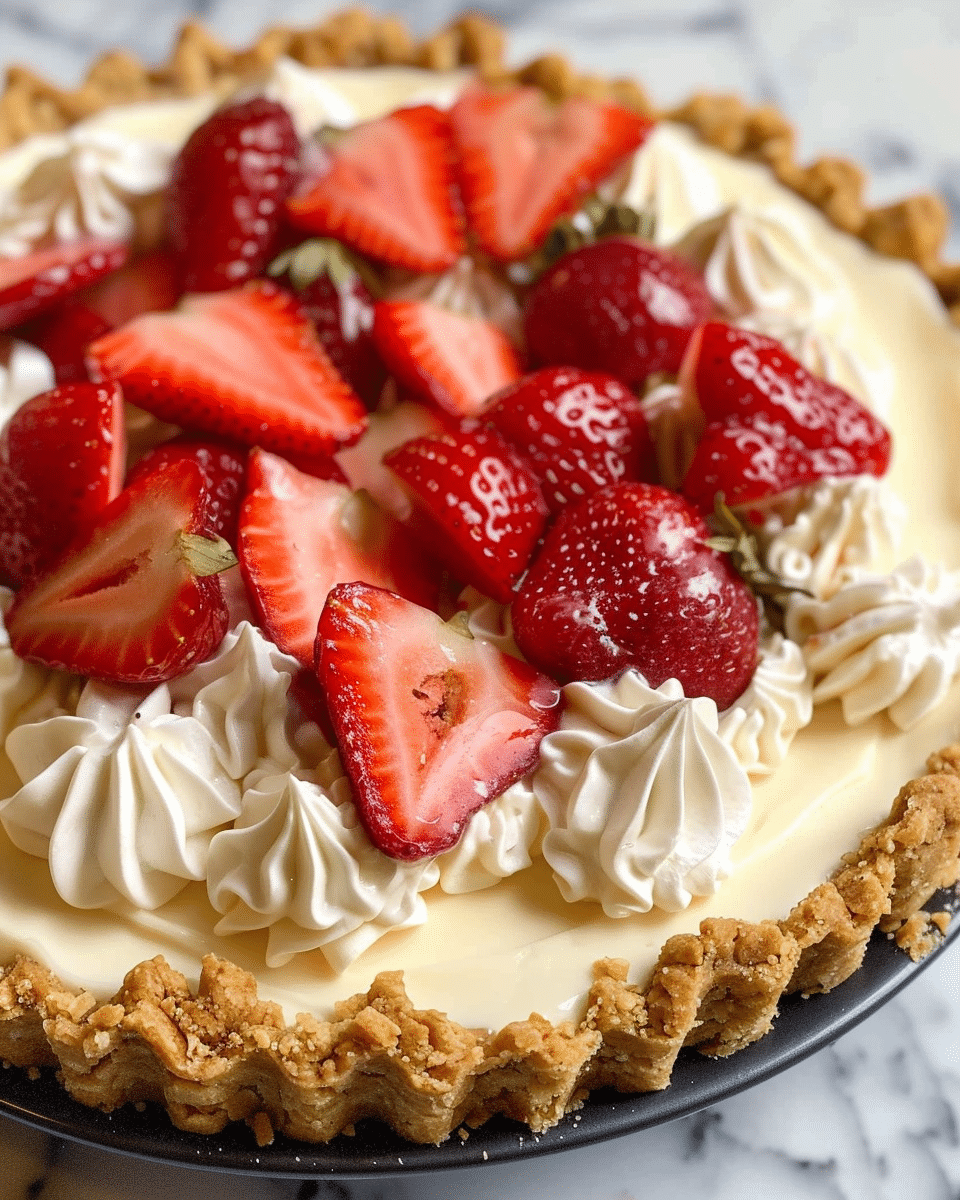 Graham Cracker Crust Cream Cheese Strawberry White Chocolate Pie