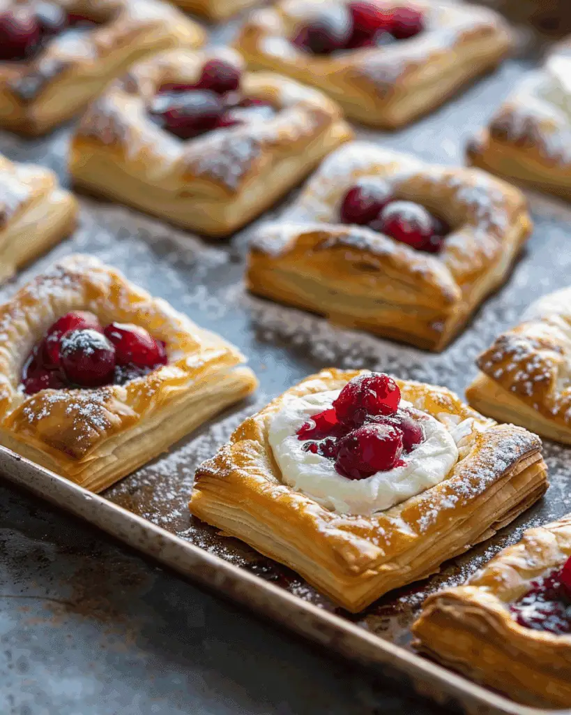 Cranberry & Cream Cheese Puff Pastry Blossoms