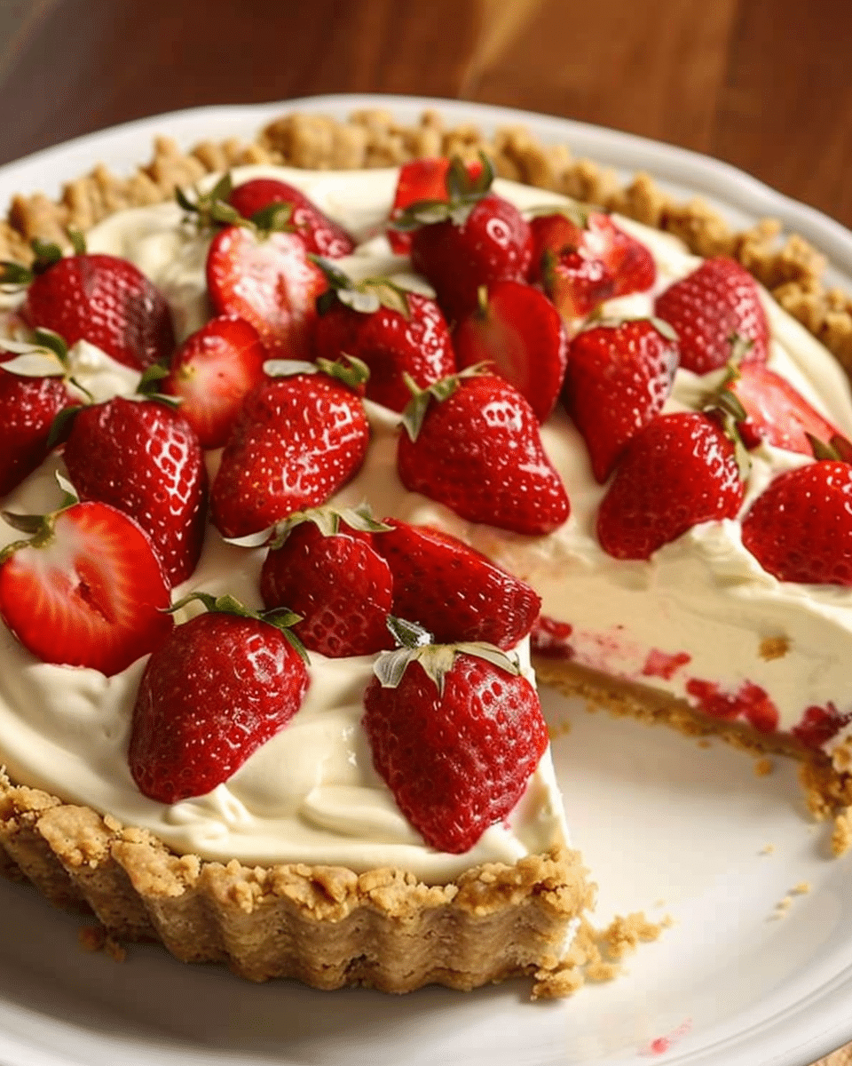 Graham Cracker Crust Cream Cheese Strawberry White Chocolate Pie