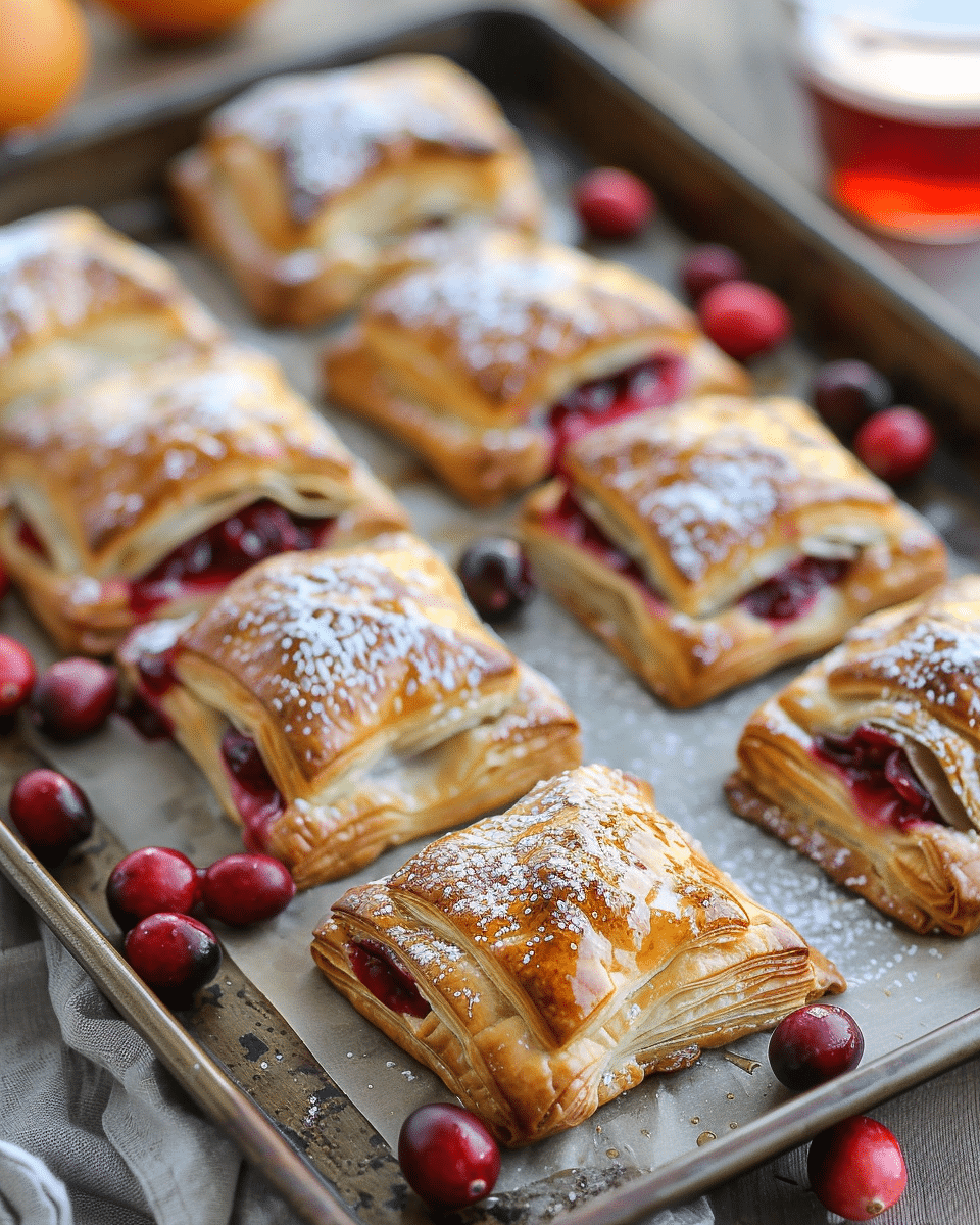 Cranberry & Cream Cheese Puff Pastry Blossoms