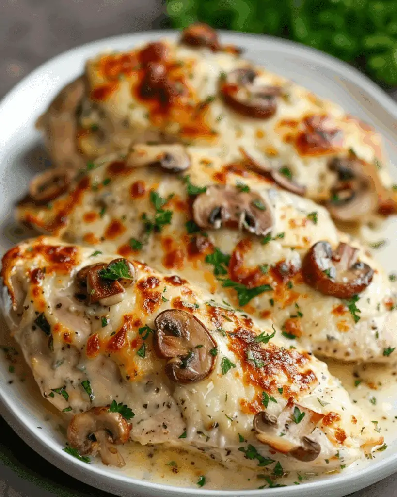 Creamy Garlic Mushroom Stuffed Chicken