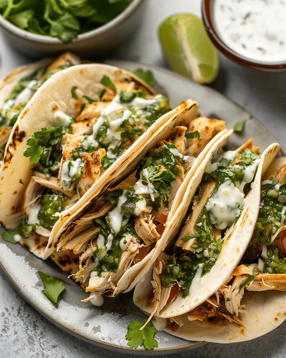 Teriyaki Chicken Tacos with Grilled Pineapple Pear Salsa