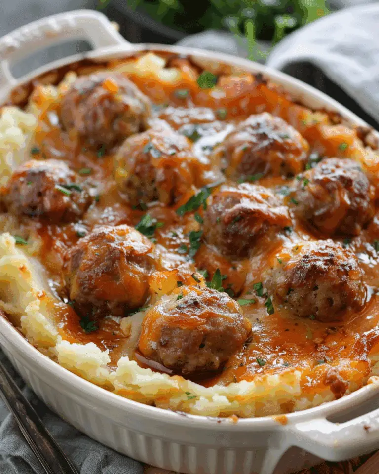 Meatball & Mashed Potato Bake