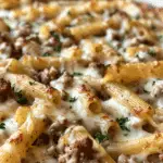 Creamy Beef Alfredo Ziti Casserole