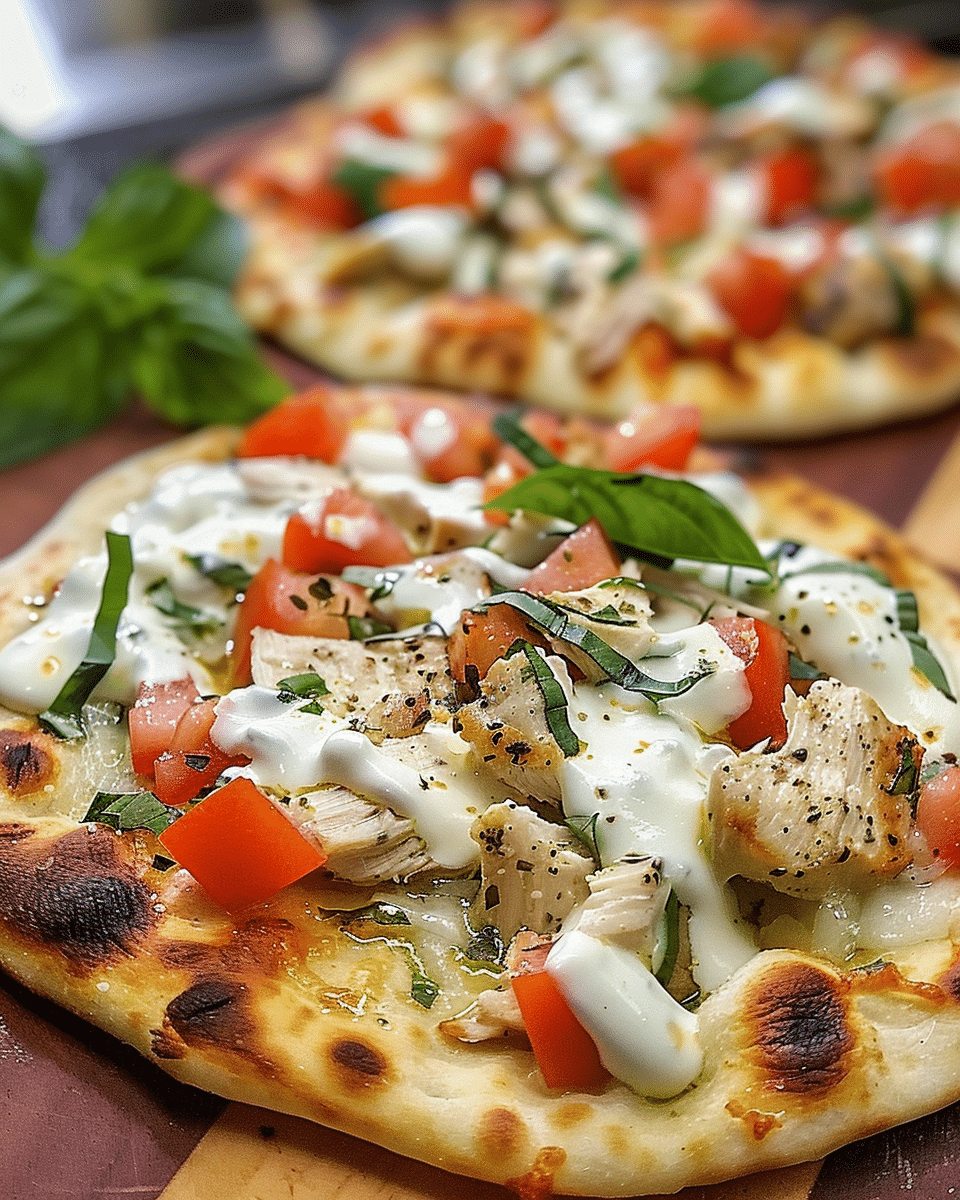 Mediterranean Tzatziki ChickenNaan Pizza