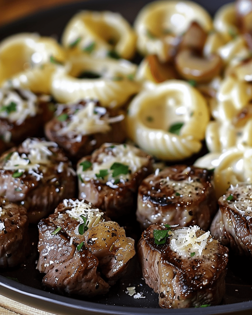 Best Garlic Butter Steak Bites & Parmesan Alfredo Shells