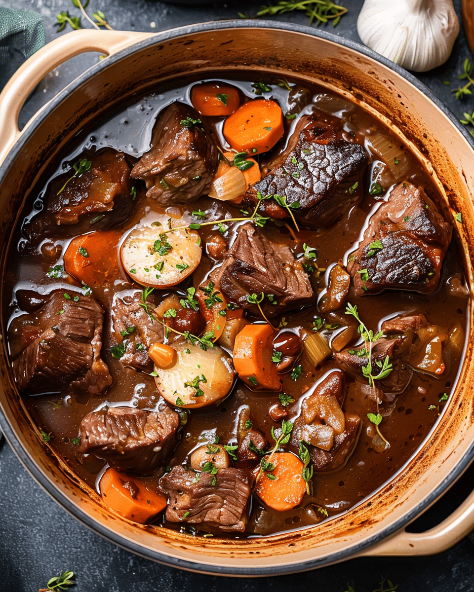 Autumn Beef Bourguignon (French Red-Wine Beef Stew)