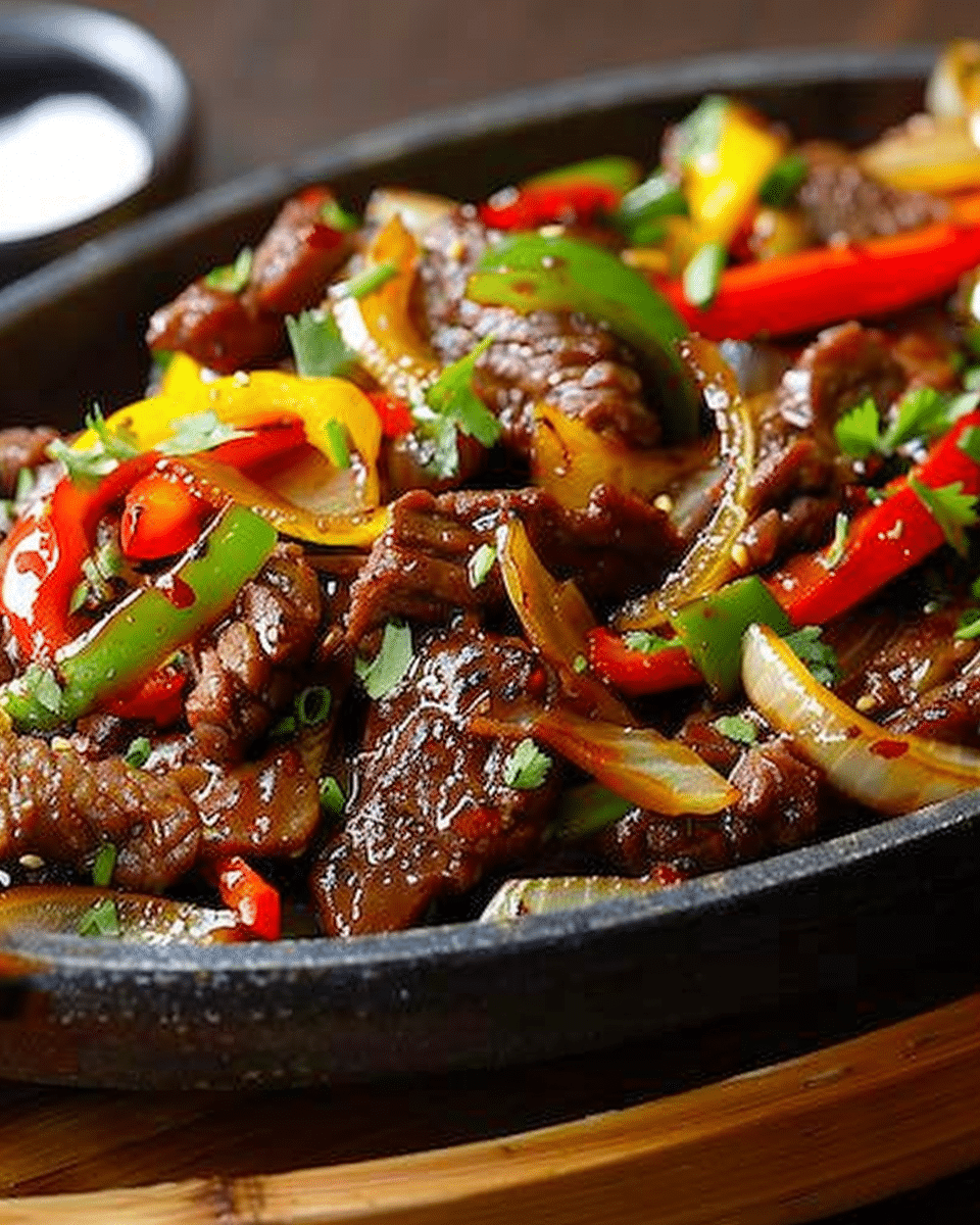 Sizzling Chinese Pepper Steak with Onions