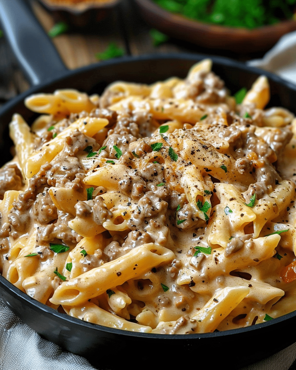 High Protein Creamy Beef Pasta