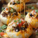 Loaded Taco Pizza Bombs With Queso Drizzle