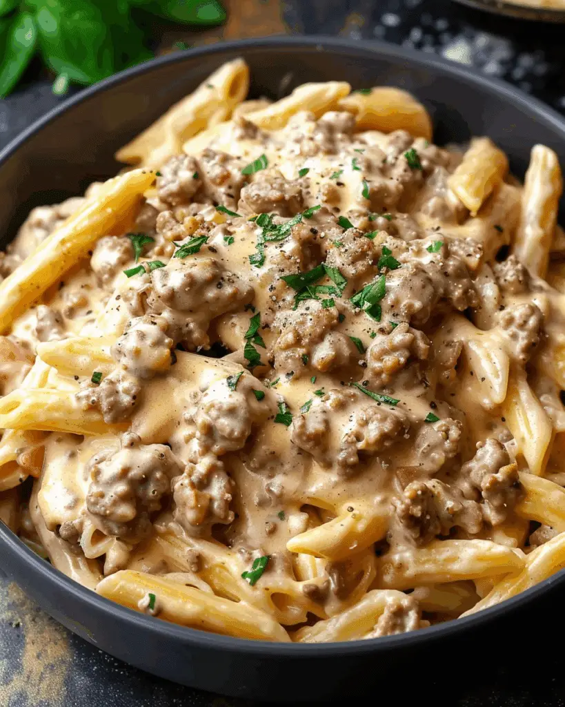 High Protein Creamy Beef Pasta