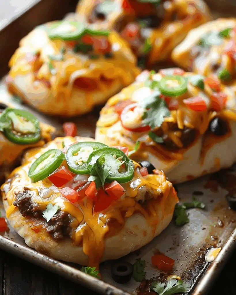 Loaded Taco Pizza Bombs With Queso Drizzle