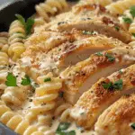 Creamy Garlic Butter Chicken and Rotini in Parmesan Sauce