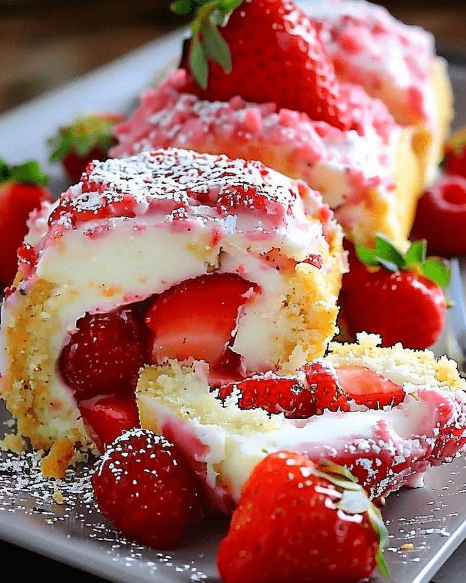 Strawberry Shortcake Cheesecake Rolls – Berry-Cheesecake Heaven!