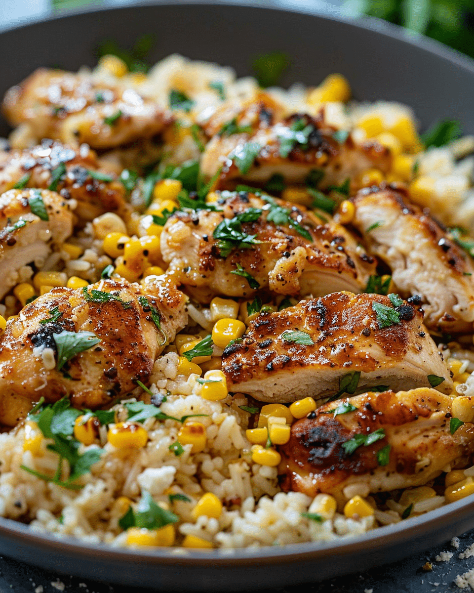 Comfort Bowl: Chicken & Corn on Garlic Parmesan Rice