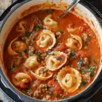 Slow Cooker Tomato Tortellini Soup with Ground Beef