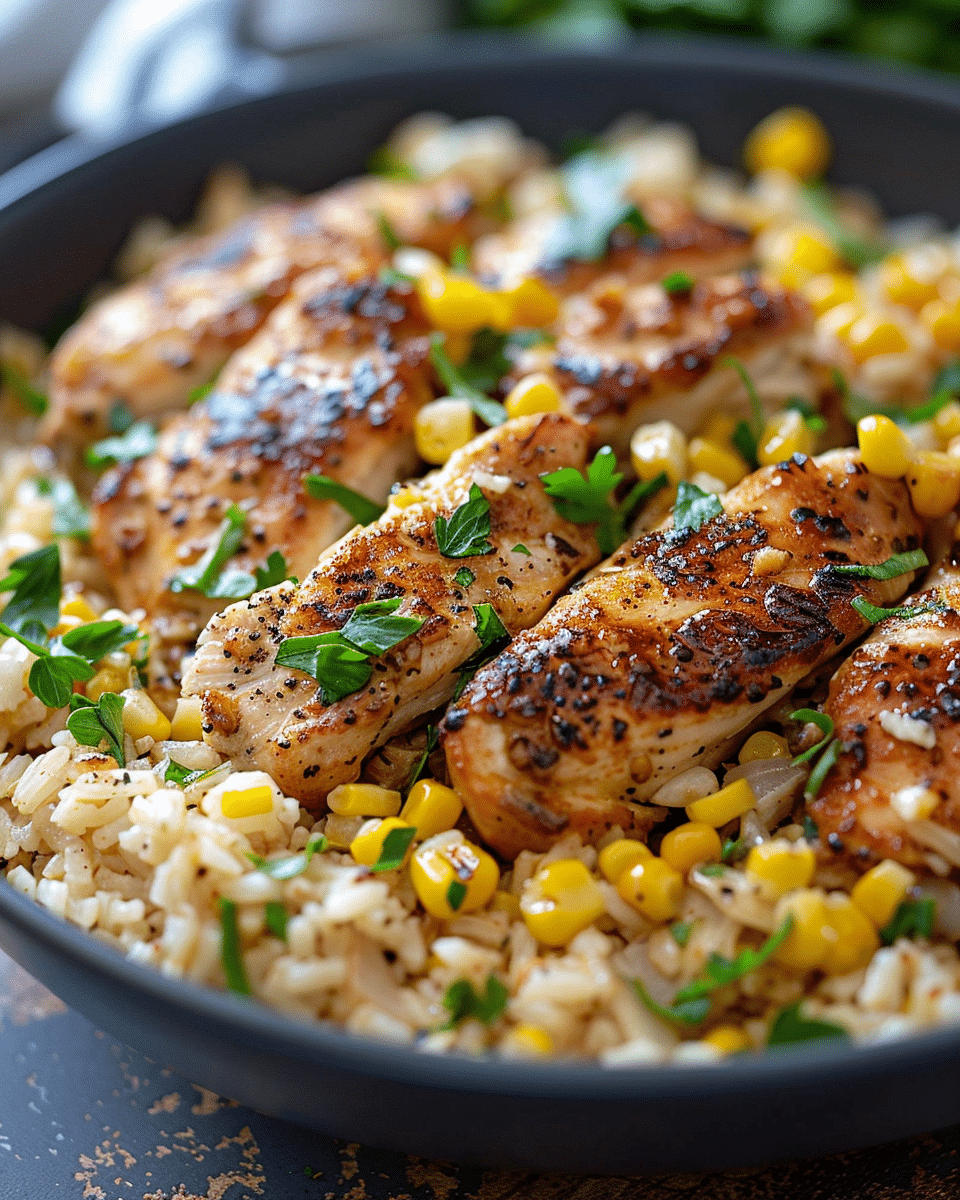 Comfort Bowl: Chicken & Corn on Garlic Parmesan Rice